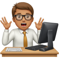 emojis.com man-at-desk,-mouth-open-shouting,-typing-fast