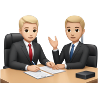 emojis.com professional-business-employer-in-suit-interviewing-candidate-at-desk