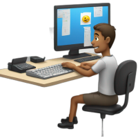 emojis.com typing-at-a-desk